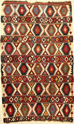 Schirwan Kelim antik, Kaukasus, Ende 19.Jhd., Wolle auf Wolle, ca. 242 x 145 cm, EHZ: 4