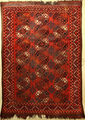 Ersari Hauptteppich antik, Turkmenistan, 19.Jhd., Wolle auf Wolle, ca. 290 x 206 cm, Gulli-Güls, EHZ: 4-5 (Löcher)