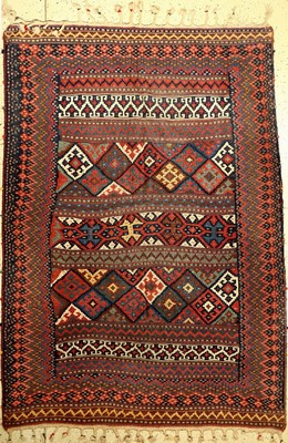 Seltener Bachtiari Kelim, antik, Persien, um 1900, Wolle auf Wolle, ca. 230 x 165 cm, EHZ: 2-3