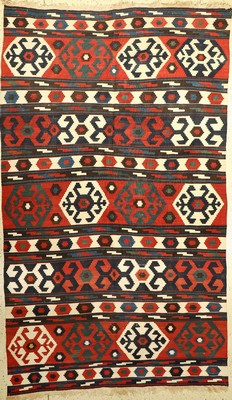 Azeri Kelim antik, Kaukasus, um 1900, Wolleauf Wolle, ca. 291 x 175 cm, EHZ: 2-3