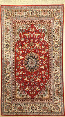 Esfahan fein, Persien, ca. 30 Jahre, Korkwolle auf Seide, ca. 247 x 143 cm, EHZ: 2-3