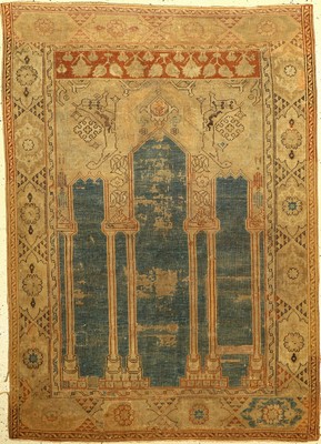 Transylvanischer Gebetsteppich antik, Türkei, 17.Jhd., Wolle auf Wolle, ca. 163 x 118 cm, EHZ: 5, sehr seltener Typus.