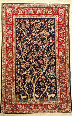 Ghom Kork mit Seide, Persien, Lebensbaum, ca. 40 Jahre, Korkwolle mit Seide, ca. 218 x 140 cm, EHZ: 2-3, dekorativ.