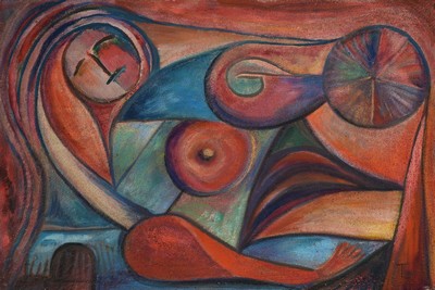 Walter Tanau, 1911 Lyck-1971 Kelheim, Liegende, Öl/Lwd, rechts unten monogr. T und dat. 60, ca. 61x91cm
