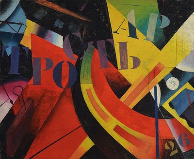 Unbekannter Künstler der russischen, Avantgarde, 30er Jahre, Komposition, mit Zahlen und Buchstaben, Öl/Lwd, leichte Altersschäden, ca. 47 x 56 ...