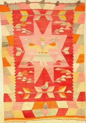Südamerika "Kelim" alt, Südamerika, um 1930, Wolle auf Wolle, ca. 172 x 123 cm, EHZ: 2-3, Selten