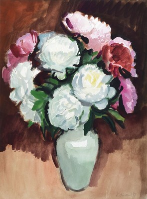 Heinz Friedrich, 1924-2018, Blumenstillleben, Aquarell, rechts unten sign., dat. 88, PP, ca. 73x54 cm, unter Glas gerahmt, gesamt ca. 94x74 cm