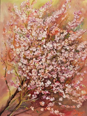 Unbekannter Künstler, Blumendarstellung, Öl/Lwd, unleserlich sign., Rahmen, ca. 92x74 cm