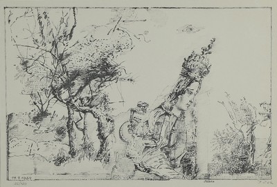 Werner Tübke, 1929-2004, Die sizilianische Madonna, Lithographie von 1989, handsigniert, num. 26/120, ca. 17x26cm, PP, u.Gl., R. ca. 29.5x35cm