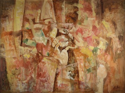 Yves Jouannaud, 1924-1995, Tabak Kollegium, öl/Lwd, rückseitig auf altem Etikett betitelt, rechts unten signiert, ca. 100x130cm, R.