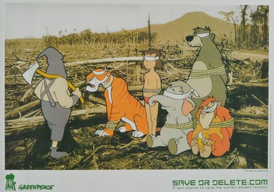Banksy, zeitgenössischer britischer Künstler, Save or Delete, Multiple für Greenpeace von 2002, Farboffset, ca. 41.9x59.2cm