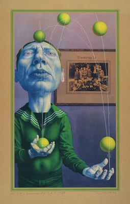 Rudolf Hausner, 1914-1995, Wandertag 3b, Farblithographie von 1979, handsigniert, betitelt und num. 81/350, ca. 75.5x55.5cm, u.Gl., R.