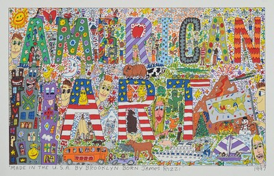 James Rizzi, 1950-2011, Made in the USA by Brooklyn born James Rizzi, Farblithographie von 1997, ca. 19.5x31.5cm