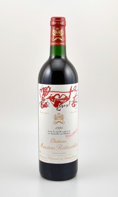 1 Flasche 1995 Chateau Mouton Rothschild, Pauillac, Premier Grand Cru Classe, ca. 75 cl, 12,5 % Vol., Füllstand: ca. top shoulder, hervorragender ...