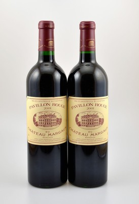2 Flaschen 2001 Pavillon Rouge du Chateau Margaux, Margaux, 2. Wein von Chateau Margaux, je ca, 75 cl. 13 % Vol., Füllstände: je into neck, ...