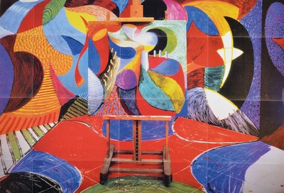 David Hockney, geb. 1937, Painted Environment I, Künstlerplakat 1993, Farboffset, handsigniert, ca. 59x84 cm