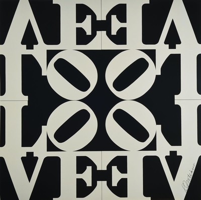 Robert Indiana, Love Rising/Black and white Love (for Martin Luther King), 1968, Mumok Wien 2003, Farboffset, handsign., ca. 68x68 cm