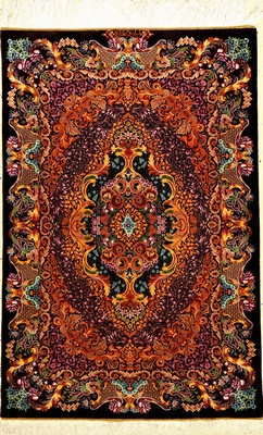 Sehr feiner Seiden Ghom "Alizadeh" (Signiert), Persien, ca. 15 Jahre alt, reine Naturseide. Einzigartiger und sehr kunstvoller Seiden Ghom ...