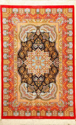 Einzigartiger Sehr feiner Seiden Ghom "Taghi Sadeghzadeh" (Signiert) "Doppelsignatur", Persien, ca. 15 Jahre alt, reine ...