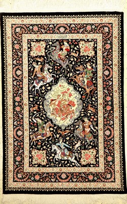 Sehr feiner Seiden Ghom "Mehdi Sadeghzadeh" (Safavid Hunting Design) "Signiert", Persien, ca. 15 Jahre alt, reine Naturseide. ...
