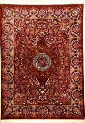 Einzigartiger sehr feiner Seiden Ghom "Raymon Company" (4x Signiert), Persien, ca. 15 Jahre alt, reine Naturseide, ca. 205 x 150 cm, EHZ: ...