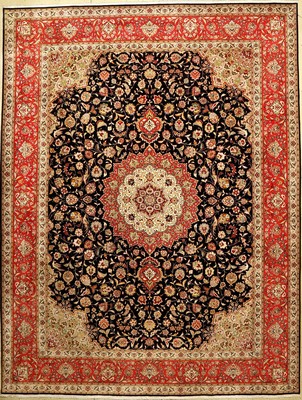 Täbriz fein (Part-Silk) alt, Persien, ca. 40 Jahre, Korkwolle mit Seide, ca. 396 x 301 cm, hochwertig, edel und dekorativ, EHZ: 1-2 (fachkundig ...