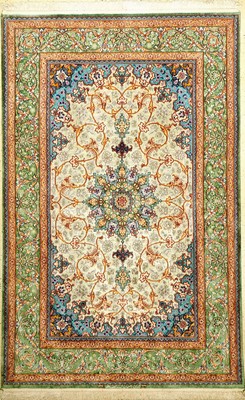 Seiden Esfahan "Abdolreza Nasr" fein (Signiert) "90% Seidenanteil", Persien, ca. 15 Jahre alt, reine Naturseide mit ...