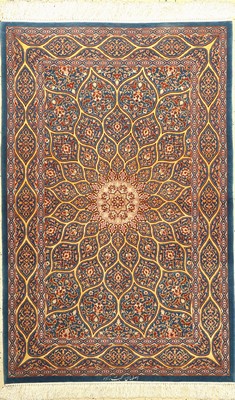 Esfahan "Mohebzadeh" fein (Signiert), Persien, ca. 15 Jahre alt, Korkwolle mit und aud Seide, ca. 160 x 104 cm, EHZ: 1-2 (fachkundig ...