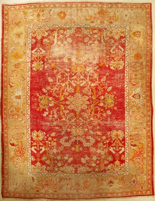Uschak antik, Türkei, um 1890, Wolle auf Baumwolle, ca. 417 x 314 cm, EHZ: 4-5