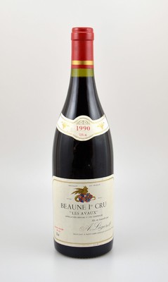 1 Flasche 1990 Beaune 1er Cru Les Avaux, A.Ligeret, ca. 75 cl, 12,5 % Vol., Abstand zwischen Kapsel und Wein: ca. 1 cm, guter Erhaltungszustand, ...