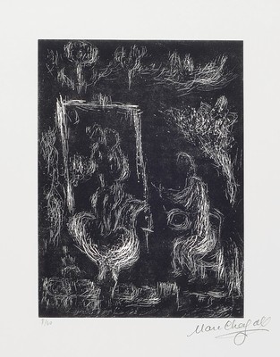 Marc Chagall, 1887-1985, Linolschnitt, sign., num. 8/40, unter Glas gerahmt, Motiv ca. 23,5x17,5 cm, gesamt ca. 65x55 cm