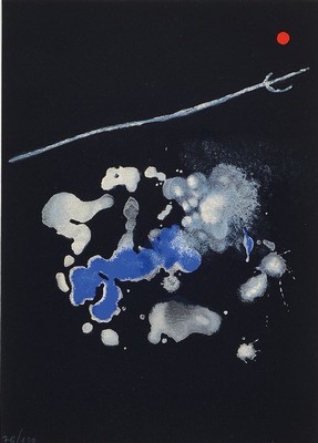 Joan Miro, 1893-1983, Lithografie aus dem Album 19 Barcelona Sala Gaspar, verso handsign., num. 76/100, unter Glas gerahmt PP-Ausschnitt 30x22 cm, ...
