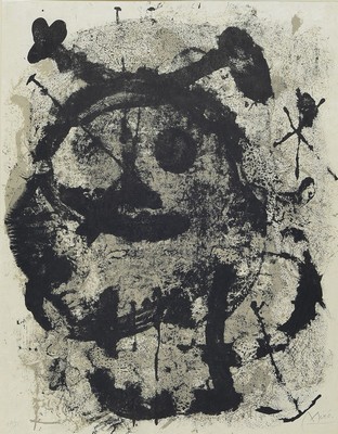 Joan Miro, 1893-1983, Ohne Titel, Lithografie, re unten sign., num. 13/75, im PP eingefasst, unter Glas gerahmt, gesamt ca, 69x54 cm