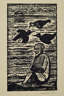 Erich Heckel, 1883-1970, zu Alkmann, Holzschnitt, handsign., dat. 57, PP leicht gebräunt, gesamt ca. 57,5x38 cm