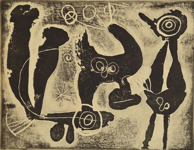 Joan Miro, 1893-1983, Konvolut aus 2 Radierungen, eins davon num. H.C und sign., das andere unsign., num. 38/125, je Platte 10x12,5 cm, gesamt ca. ...