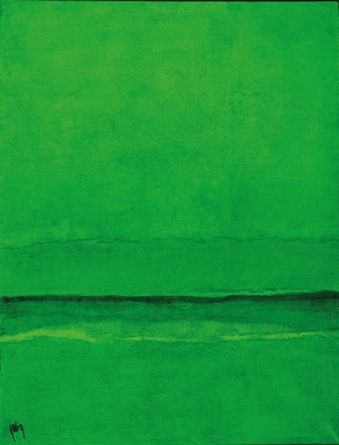 Gaston Gale, Abstrakte Komposition in Grün, sign., Leisten, ca. 67x87 cm,