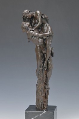 Manuel Vidal, geb. 1953, Metallskulptur, Liebespaar, sign., Vidal, num. 1116/3999, gesamth. mit Sockel ca. 49,5 cm