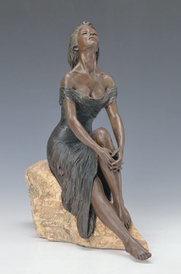 Manuel Vidal geb. 1953, Metallskulptur, weibliche Akt, sign., Vidal, Monogram. gesamth ca. 35 cm