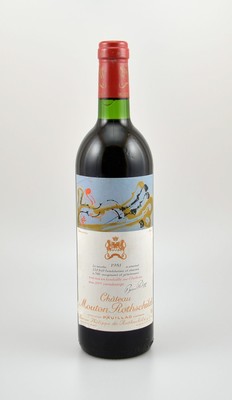 1 Flasche 1981 Chateau Mouton Rothschild, Pauillac, Premier Grand Cru Classe, ca. 75 cl, Füllstand: ca. top shoulder, unverkostet, Künstleretikett: ...