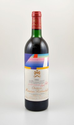 1 Flasche 1984 Chateau Mouton Rothschild, Pauillac, Premier Grand Cru Classe, ca. 75 cl, Füllstand: ca. top shoulder, guter Erhaltungszustand, ...