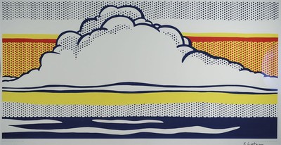Roy Lichtenstein, 1923 - 1997, Gefälligkeitssignatur, Farbsiebdruck auf Karton, Cloud and Sea, 1989, Hrsg. Museum Ludwig Köln, Blattgröße 70 x ...