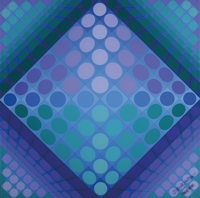 Victor, Vasarely, 1906 - 1997, Schachbrett, Farbserigraphie auf Acrylplatte, num. 749/1500, handsigniert, ca. 70 x 70 cm