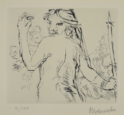 Oskar Kokoschka, 1886 - 1980, Kaltnadelradierung auf handgeschöpftem Auvergne-Bütten, Titelradierung zu Kleist, Penthesilea, Trockenstempel ...