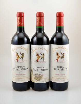6 Flaschen 1996 Chateau Clerk Milon, Pauillac, Grand Cru Classe, je ca. 75 cl, 12,5 % Vol., Füllstände: je into neck, Etiketten z.T. besch. bzw. ...