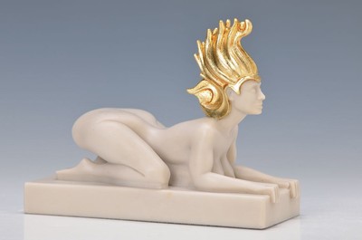 Ernst Fuchs, 1930-2015 Wien, Sphinx, polymerer Kunstguß, partiell vergoldet, num. 92/2250, ca. 13x17x6.5cm