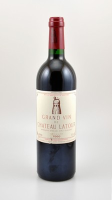 1 Flasche 1995 Chateau Latour, Pauillac, Premier Grand Cru Classe, ca. 75 cl, 12,5 % Vol., Füllstand: ca. into neck, Etikett l. besch., unverkostet, ...