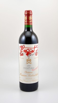 1 Flasche 1995 Chateau Mouton Rothschild, Pauillac, Premier Grand Cru Classe, ca. 75 cl, 12,5 % Vol., Füllstand: ca. into neck, hervorragender ...