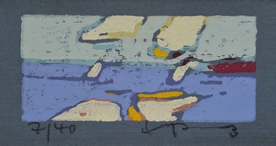 Klaus Fussmann, geb. 1938, Ostsee, Farblinolschnitt, sign., num. 7/40, ca. 8,5x17,5 cm