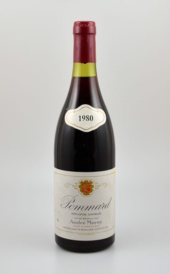 4 Flaschen 1980 Pommard Andre Morey, je ca. 75 cl, Abstände zwischen Kapsel und Wein: ca. 2 cm, gute Erhaltungszustände, unverkostet, Provenienz: ...