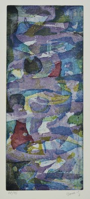 Yoshi Takahashi, 1943-1998, Farblithographie, "kleine Musik für Violett", signiert und nummeriert 78/95, ca. 56x38 cm